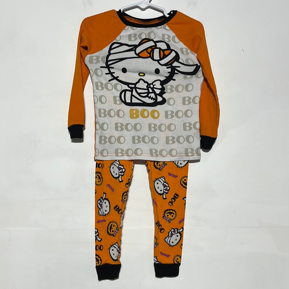 Hello Kitty By Sanrio Girl’s Halloween Pumpkin Hello Kitty Pajama Set Size 4 - Picture 2 of 7